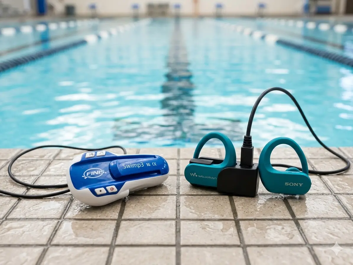 Swimmer training in the pool